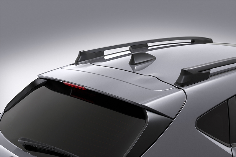 Subaru Crosstreks tag med hajfinneantenne og robuste tagrælinger.