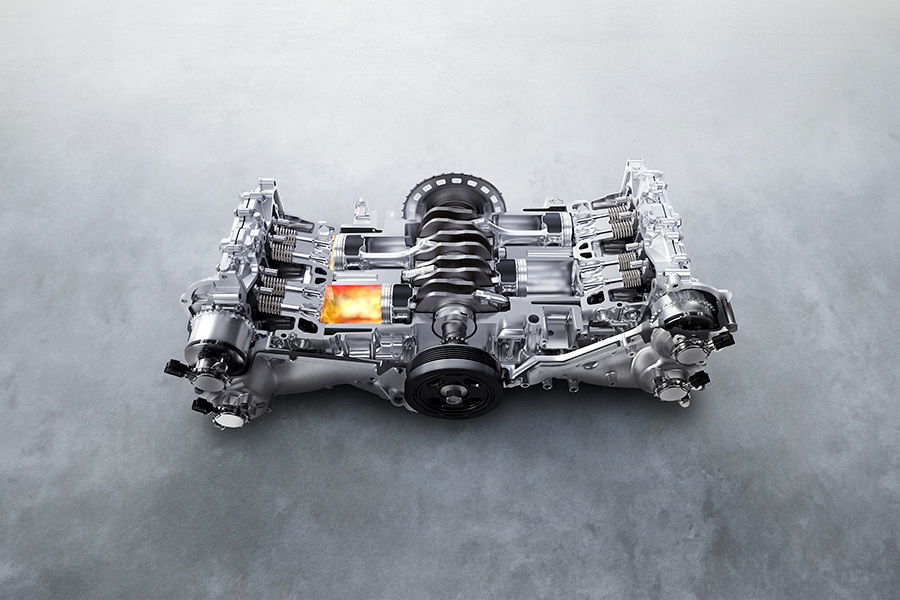 Subaru Outback – viser bundplade, beskyttelse og drivlinjens komponenter.